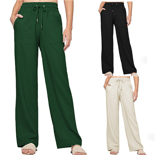 Damen nan weite Loungewear-Hose mit hohem Elastikbund Kordelzug Seitentaschen und legerer Palazzo-Passform Echo Archiv