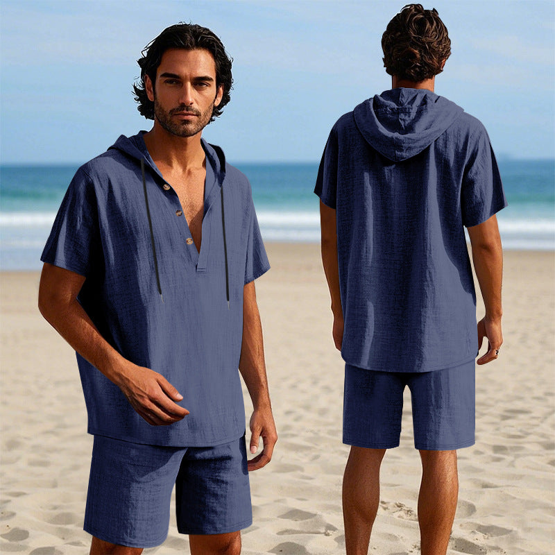 Herren lässiges Kapuzenhemd und Shorts Set Echoarchiv