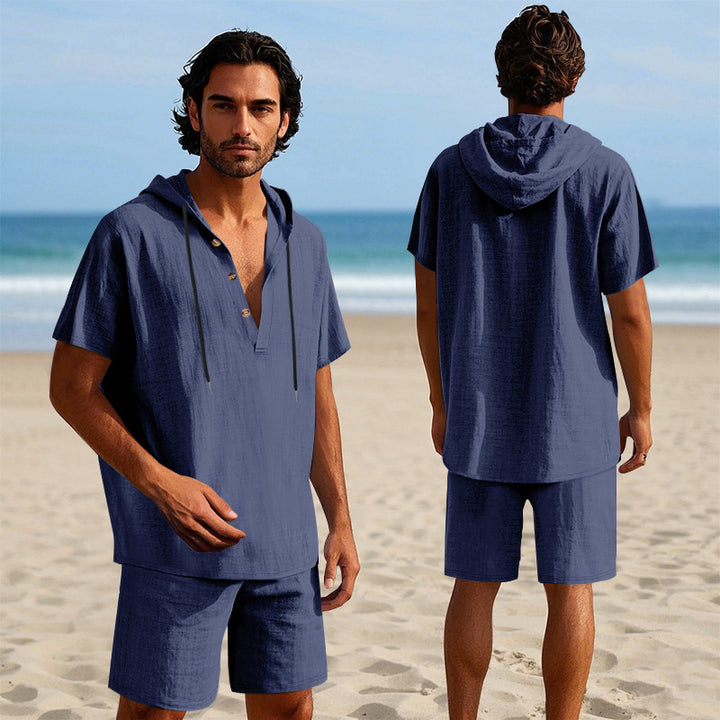 Herren lässiges Kapuzenhemd und Shorts Set Echoarchiv
