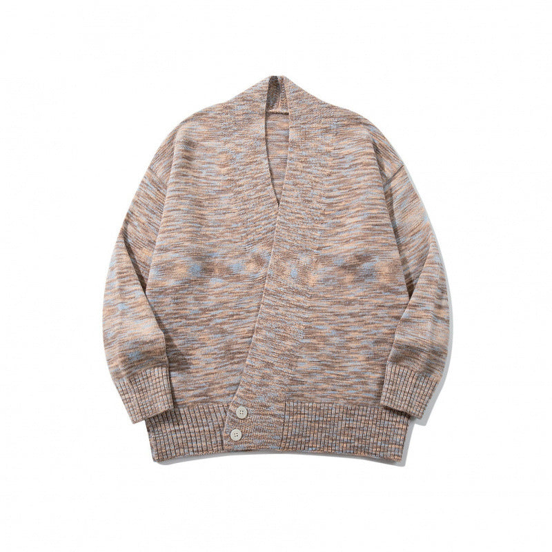 Unisex Boxy-Strickcardigan mit asymmetrischer Knopfleiste und breit geripptem Saum Echo Archiv