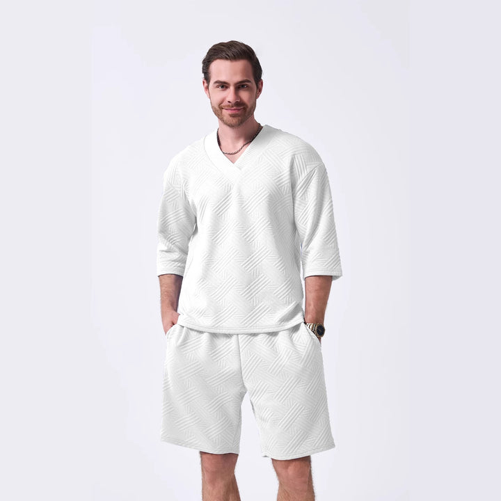 Herren lässiger V-Ausschnitt Freizeit-Pullover und Shorts Set Echoarchiv