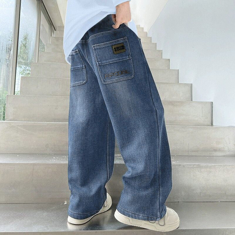 Herren weit geschnittene Denim-Hose mit tiefen Taschen Echo Archiv