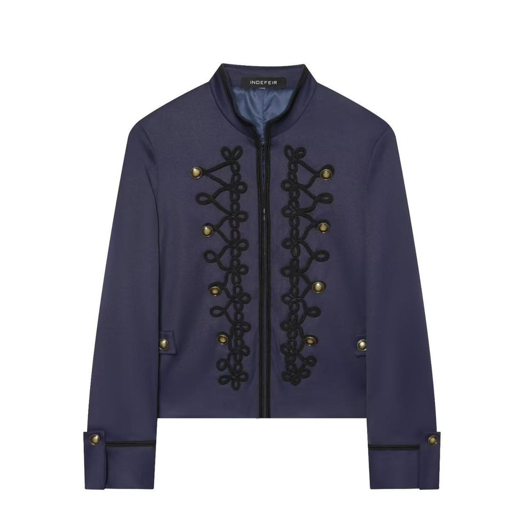 Damen Cropped-Militärjacke mit Stehkragen und dekorativer Kordelapplikation Echo Archiv