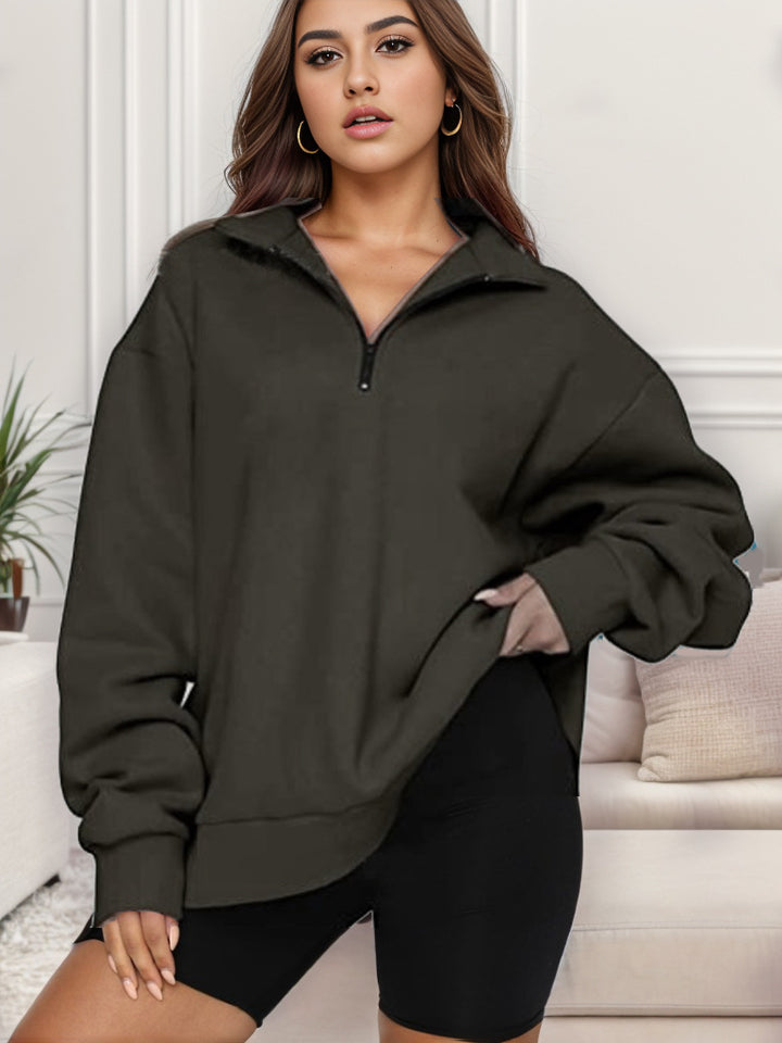 Damen nan übergroßes Sweatshirt mit Halbreißverschluss und Stehkragen Echo Archiv
