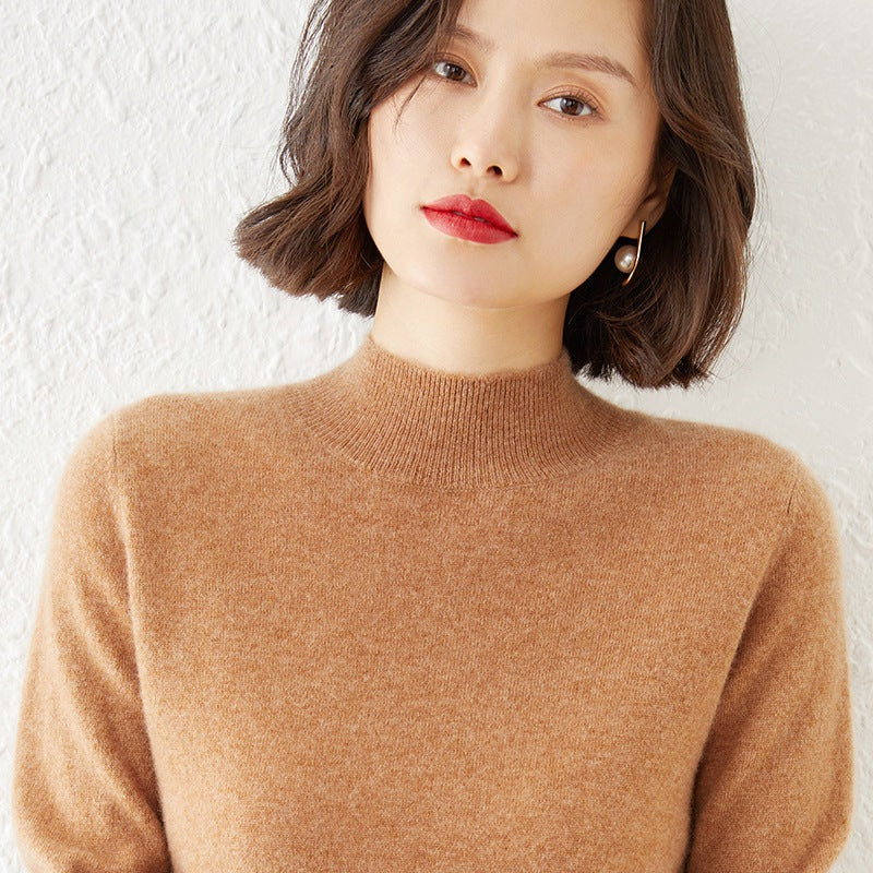 Damen Luxuriöser Kaschmir-Feinstrickpullover mit Stehkragen Echoarchiv