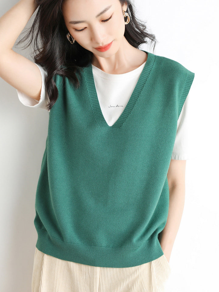 Damen Oversize V-Ausschnitt Feinstrickweste mit Rippenbund Echoarchiv