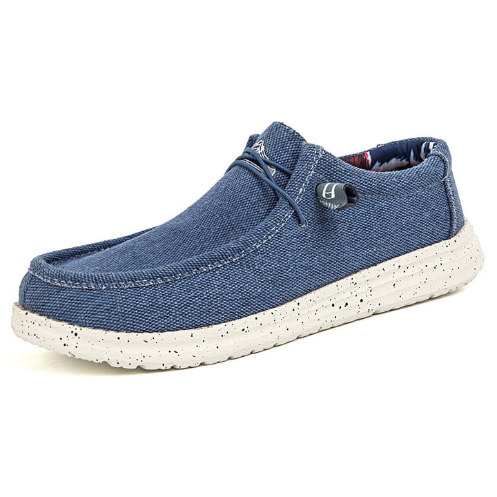 Herren Legerer Canvas-Mokassin-Slipper mit geflochtener Schnürung und gefleckter EVA-Sohle Echoarchiv