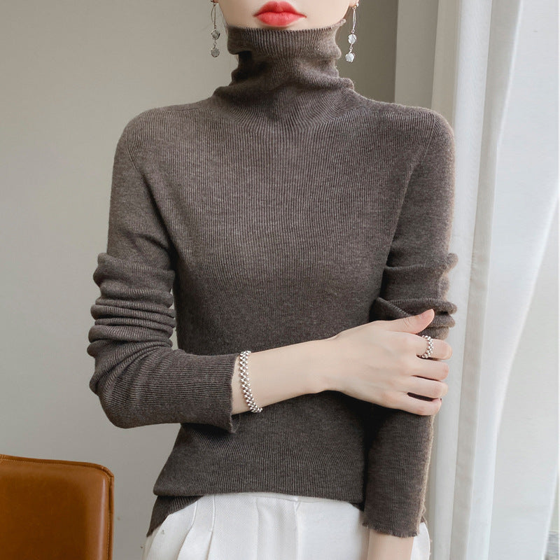 Damen Schmaler Rollkragen-Feinstrickpullover mit elastischer Rippenstruktur und minimalistischer Silhouette Echoarchiv
