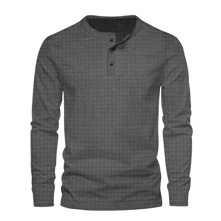 Herren Langarmshirt mit strukturiertem Gewebe und Knopfleiste Echoarchiv