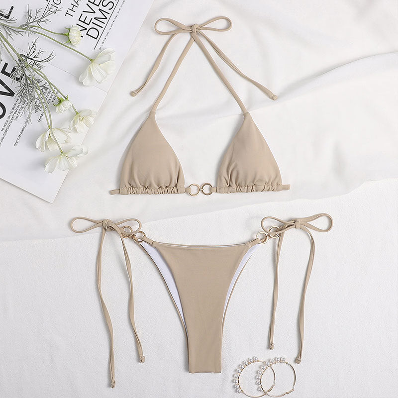 Damen Triangel-Bikini mit modischem Ring-Detail und verstellbaren Trägern Echo Archiv