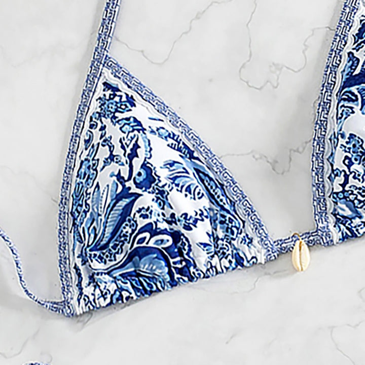 Damen Triangel-Bikini mit verspieltem Palmenmuster Echo Archiv