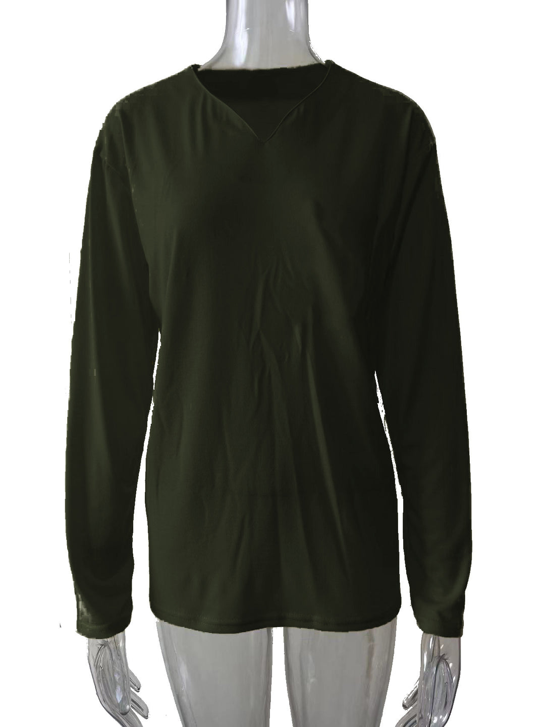 Damen nan legeres Langarmshirt mit V-Notch-Ausschnitt, Brusttasche und lockerer Oversize-Passform Echo Archiv