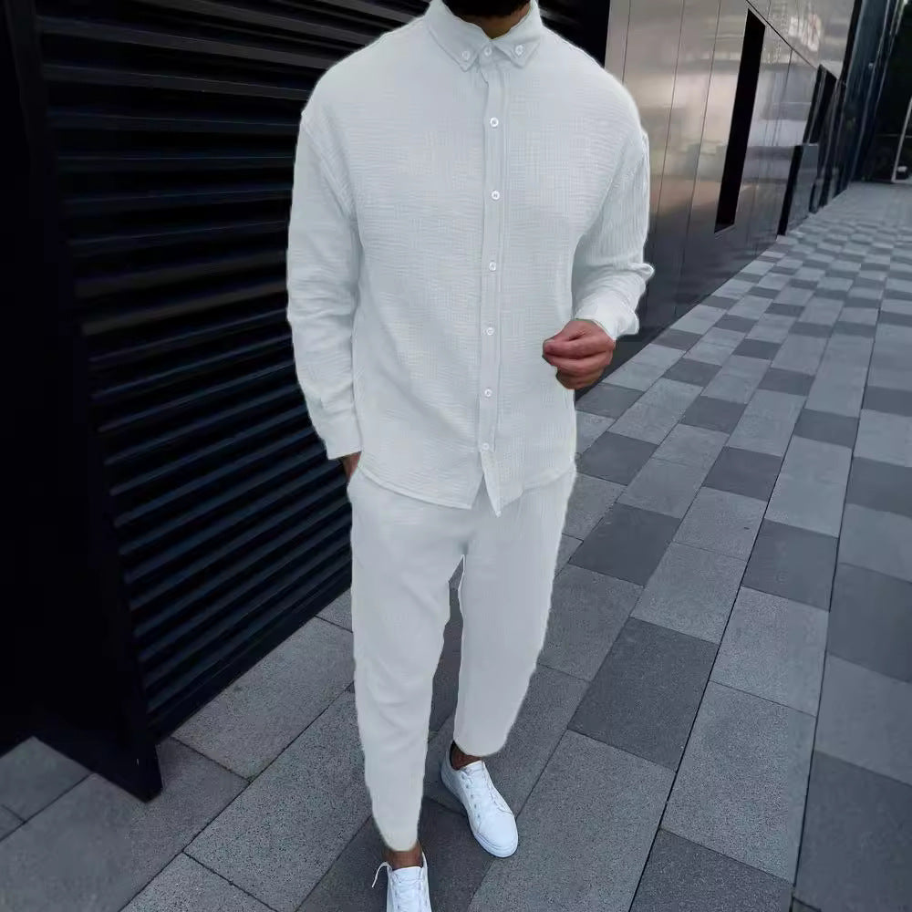 Herren elegantes langärmliges Hemd mit strukturiertem Design Echoarchiv