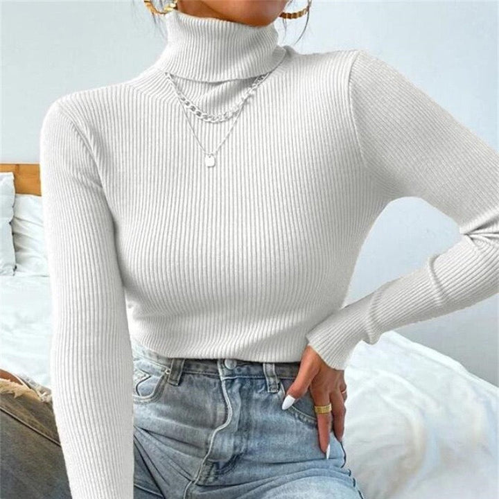Damen Eleganter Rollkragenpullover mit feiner Rippstruktur Echoarchiv