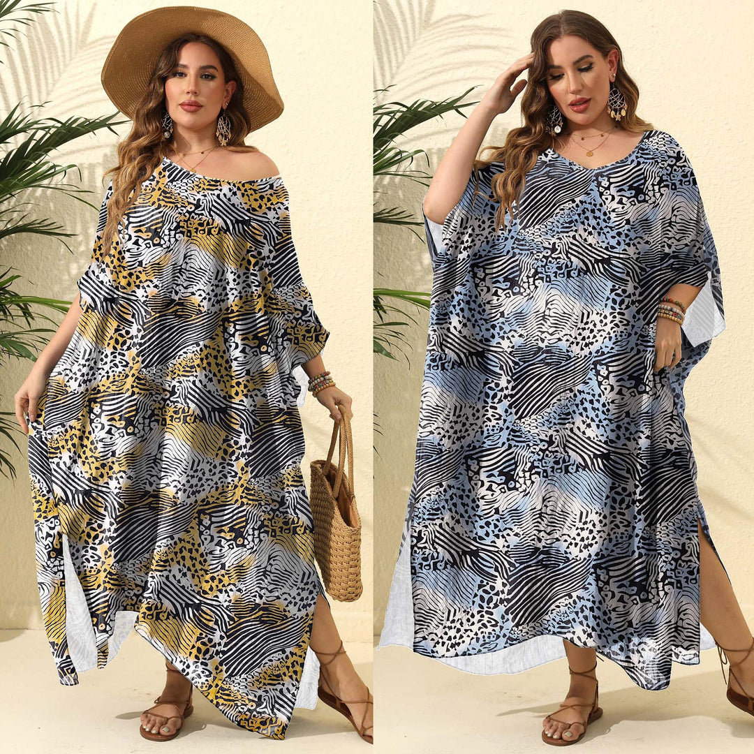Damen Kaftan mit asymmetrischem Schnitt und tierischem Druck Echo Archiv
