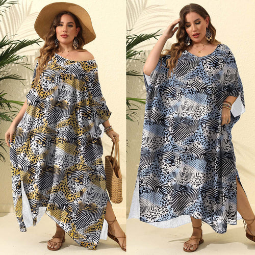 Damen Kaftan mit asymmetrischem Schnitt und tierischem Druck Echo Archiv