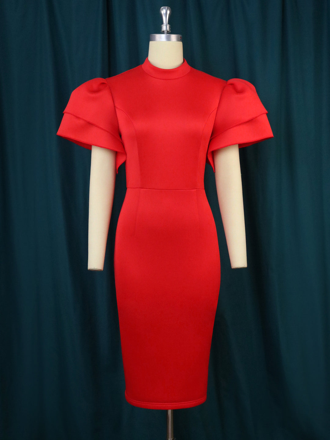 Damen figurbetontes Kleid mit voluminösen Rüschenärmeln Echo Archiv 1778623062