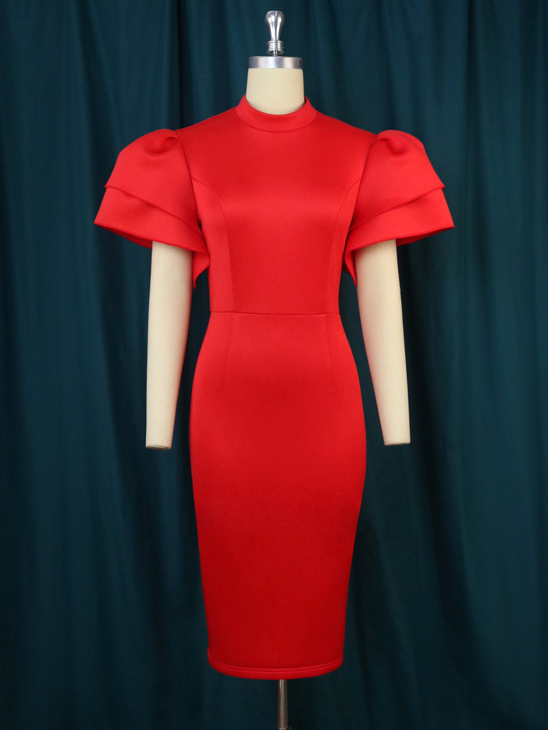 Damen figurbetontes Kleid mit voluminösen Ärmeln – Élara