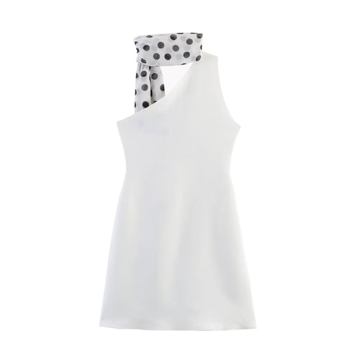 Damen Hängerkleid mit asymmetrischem Ausschnitt und stilvollem Punkteschal Echo Archiv
