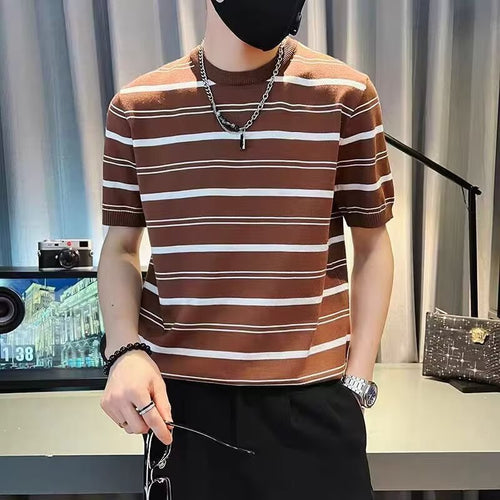 Herren Kurzarm-T-Shirt mit modernem Streifenmuster Echoarchiv