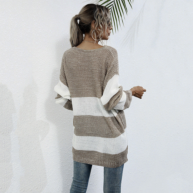 Damen Lässiger Strickpullover mit Blockstreifen Echo Archiv