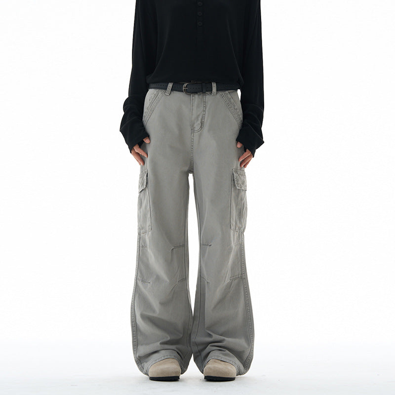 Damen Weitgeschnittene Cargo-Hose mit hoher Taille und aufgesetzten Taschen Echo Archiv