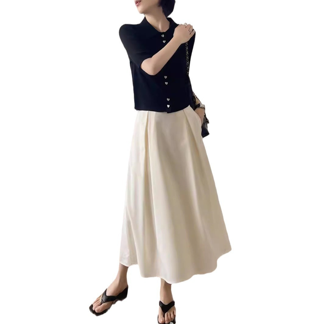 Damen Elegante und lässige Midi-Bluse mit Knopfdetail Echoarchiv