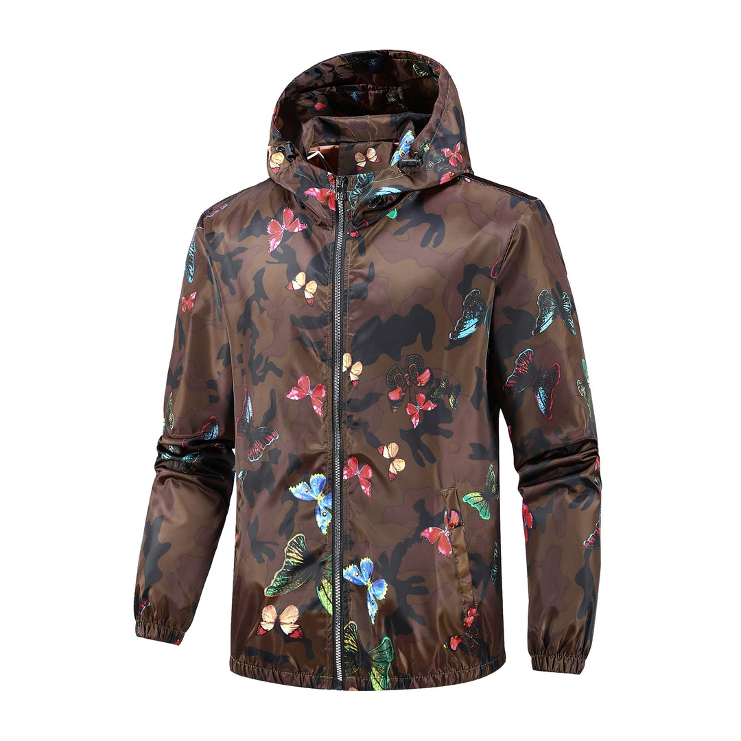 Damen Leichte Camo-Jacke mit buntem Schmetterlingsdruck Echo Archiv