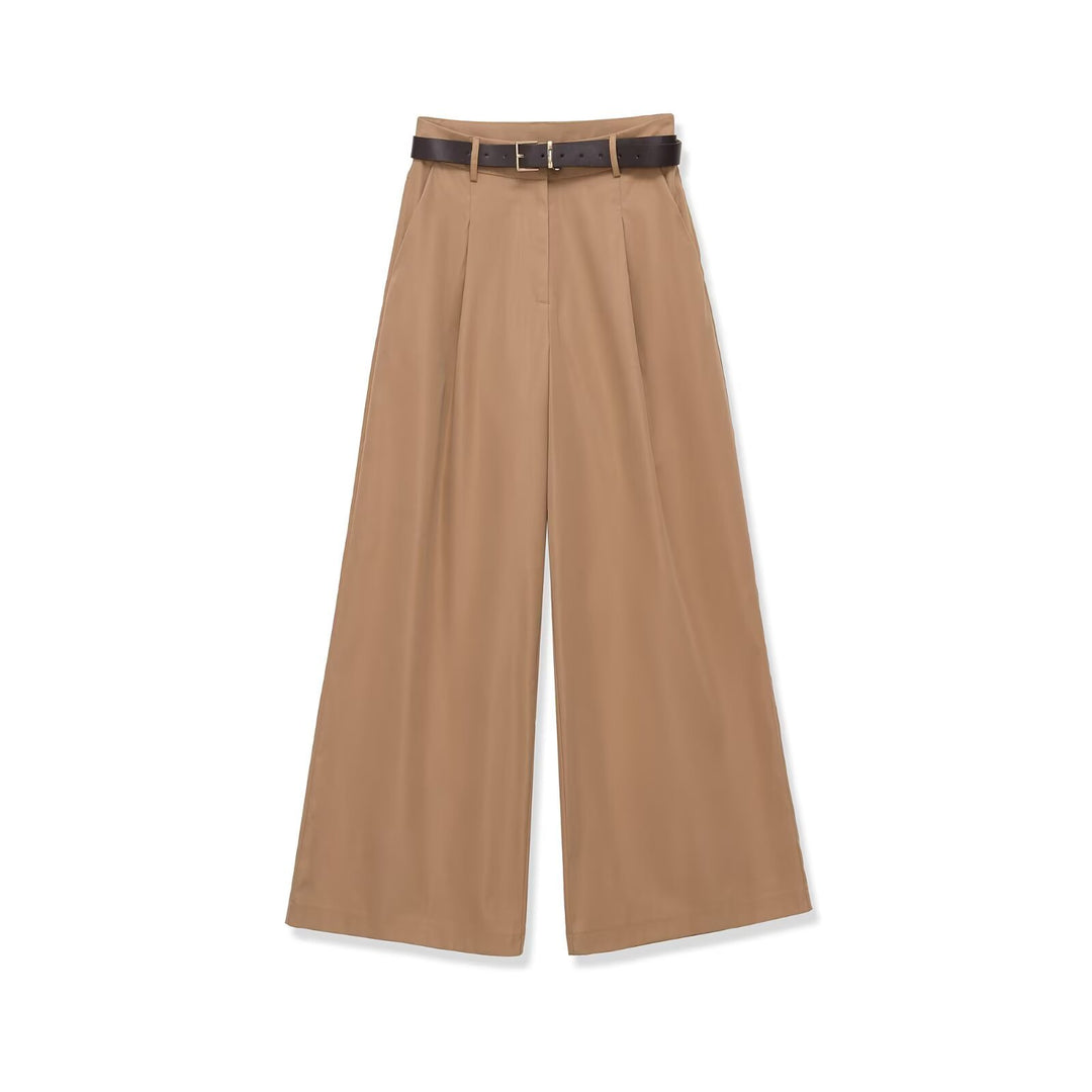 Damen Hochtaillierte Palazzo-Hose mit Bundfalten und Taillengürtel Echo Archiv