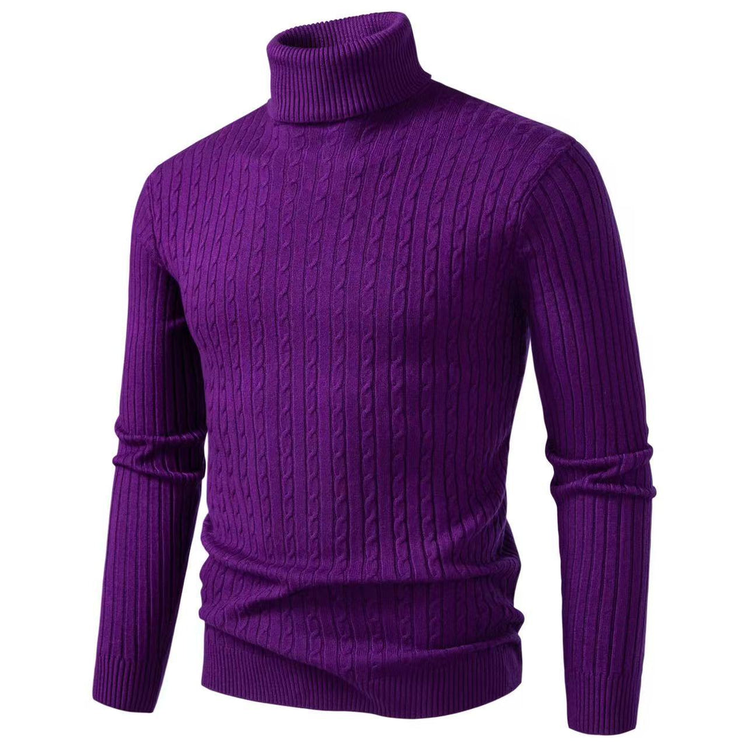 Herren nan gerippter Rollkragenpullover mit Zopfmuster und körpernaher Slim-Fit-Silhouette Echo Archiv