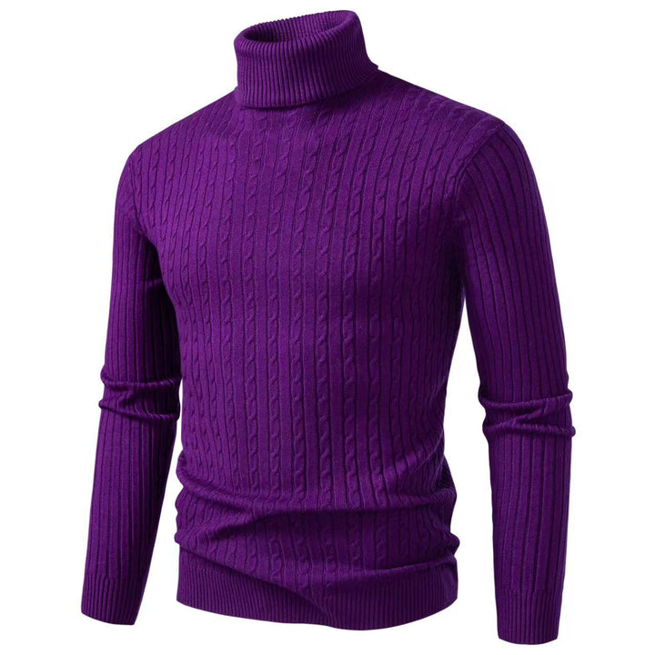 Herren nan gerippter Rollkragenpullover mit Zopfmuster und körpernaher Slim-Fit-Silhouette Echo Archiv