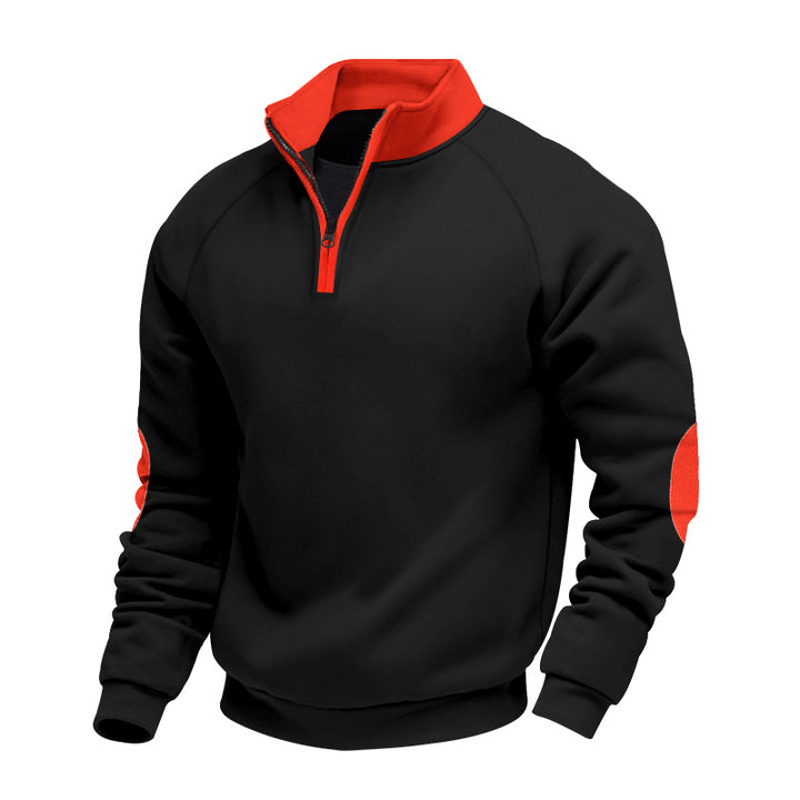 Herren sportlicher Pullover mit innovativem Reißverschluss und Kontrastarmdetails Echoarchiv