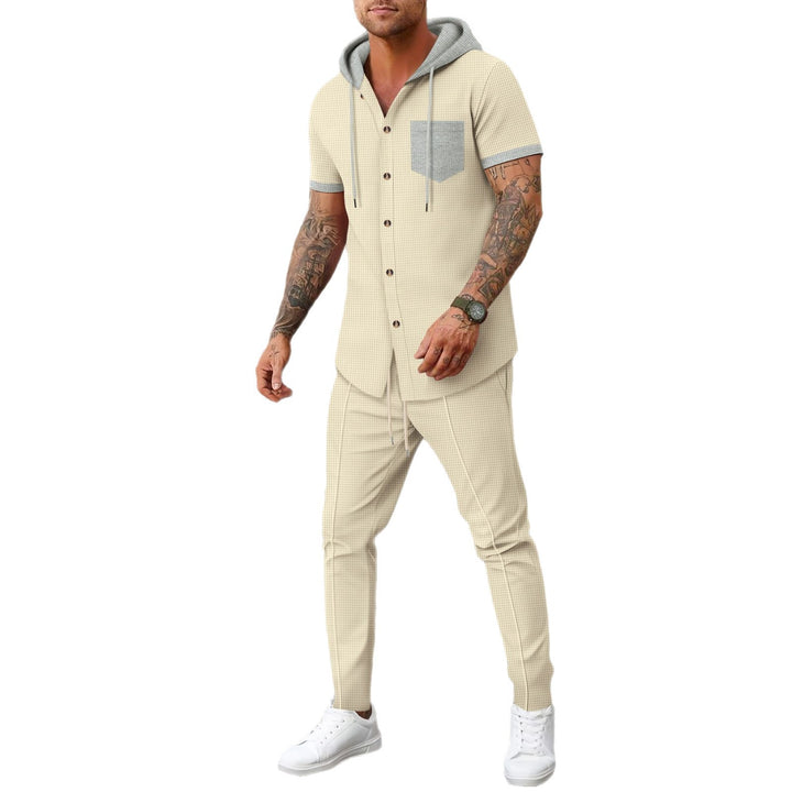 Herren athletisches Kurzarm-Outfit mit Kapuze Echoarchiv