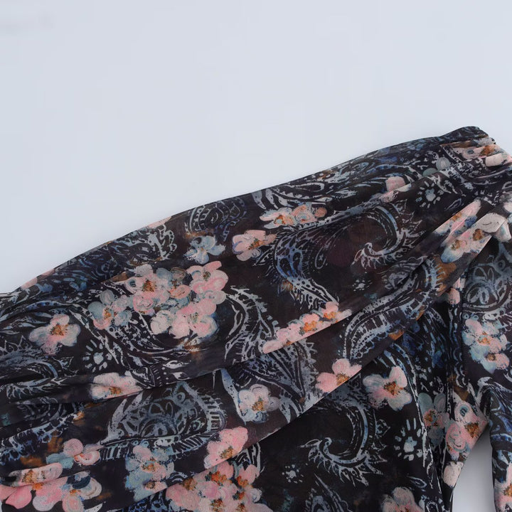 Damen Asymmetrisches One-Shoulder Kleid mit langem Ärmel und Stufenrock Echoarchiv