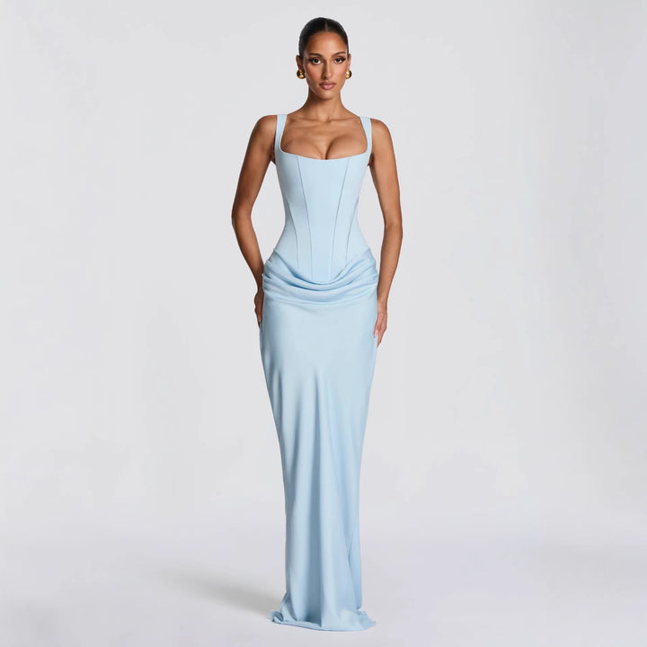 Damen Elegantes Maxikleid mit figurformendem Schnitt und zarten Drapierungen Echo Archiv