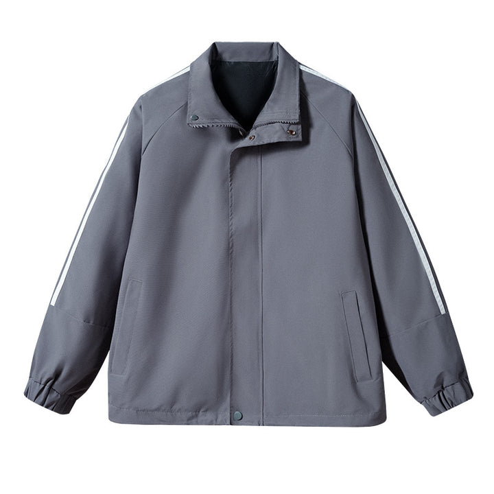 Herren Leichte Retro-Track-Übergangsjacke mit Stehkragen und Ärmelstreifen Echoarchiv
