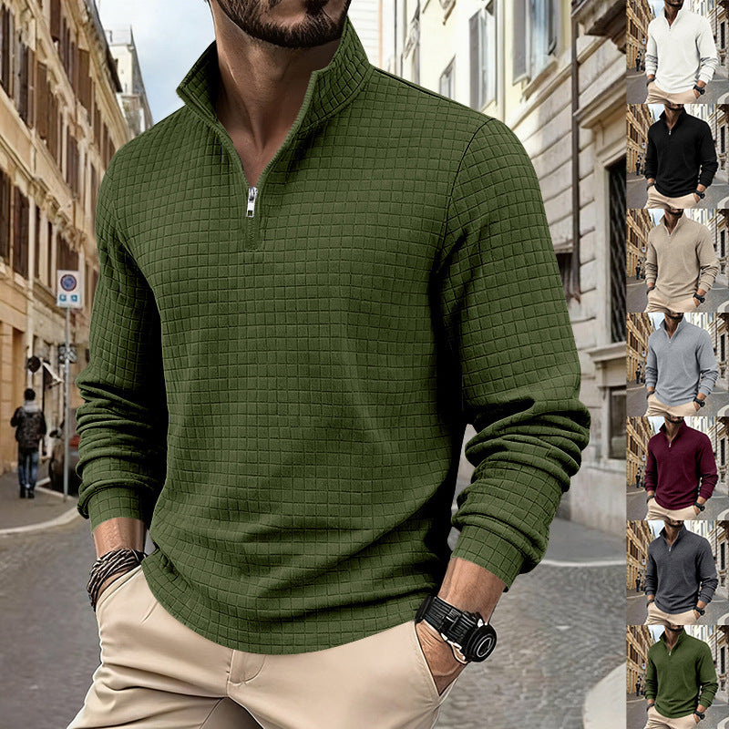 Herren stylisches Fleece-Hemd mit Reißverschluss und strukturiertem Design Echoarchiv