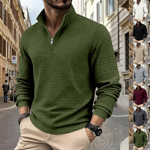 Herren sportlicher Pullover im strukturierten Design mit hallem Reißverschluss Echoarchiv