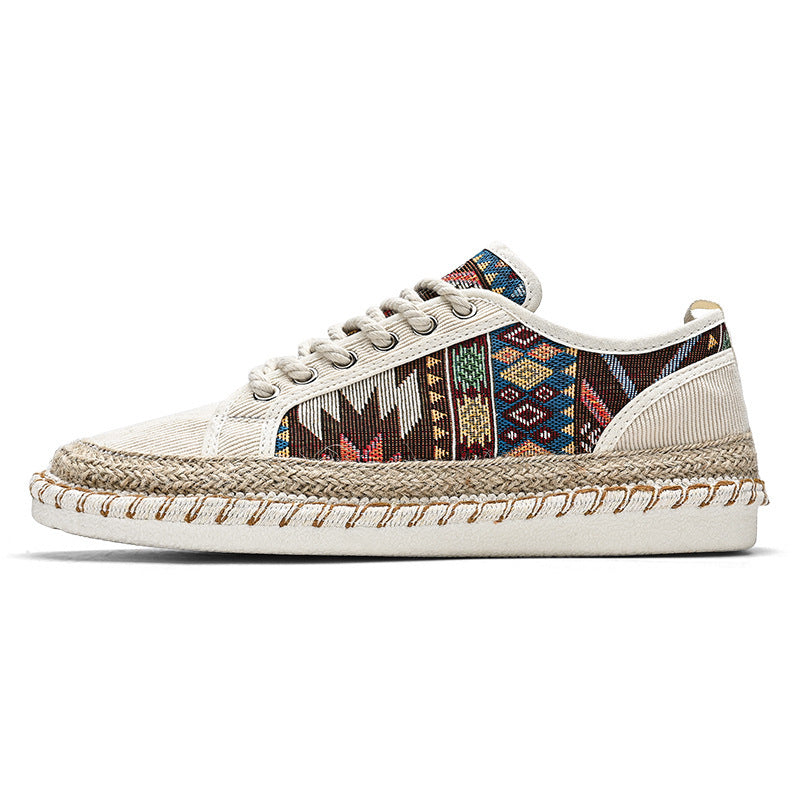 Unisex Espadrille-Sneaker mit geflochtenem Jutemittelsohle und ethnischem Webmuster Echoarchiv