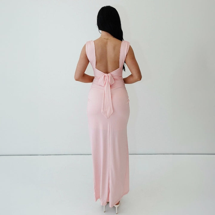 Damen Figurbetontes Maxi-Kleid mit elegantem Schlitz und Raffungen Echo Archiv