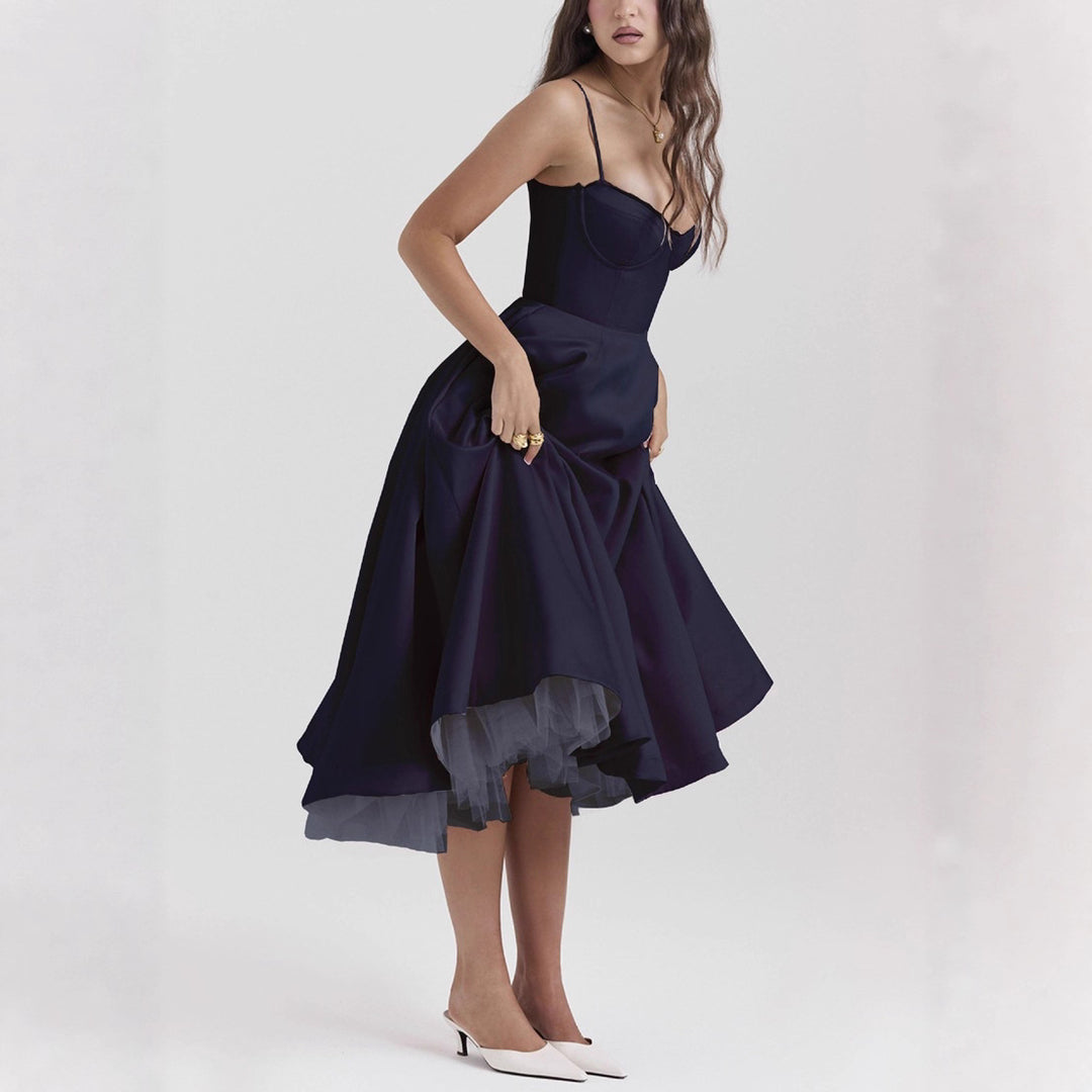 Damen nan Bustierkleid mit geformtem Mieder, weichem Tellerrock, integriertem Tüll-Unterzug und Eingrifftaschen Echo Archiv