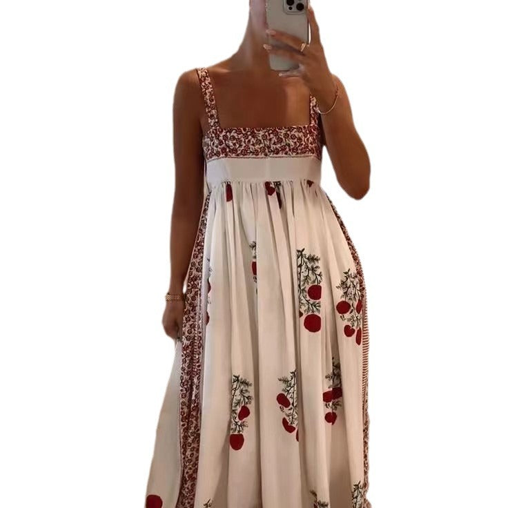 Damen Langes Sommerkleid mit floralen Akzenten und breiten Trägern Echo Archiv