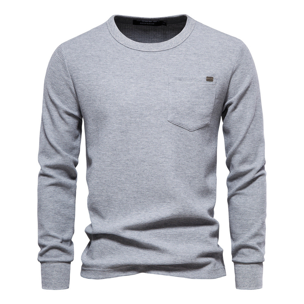Herren Langarmshirt mit modularem Waffelstruktur und praktischer Brusttasche Echoarchiv