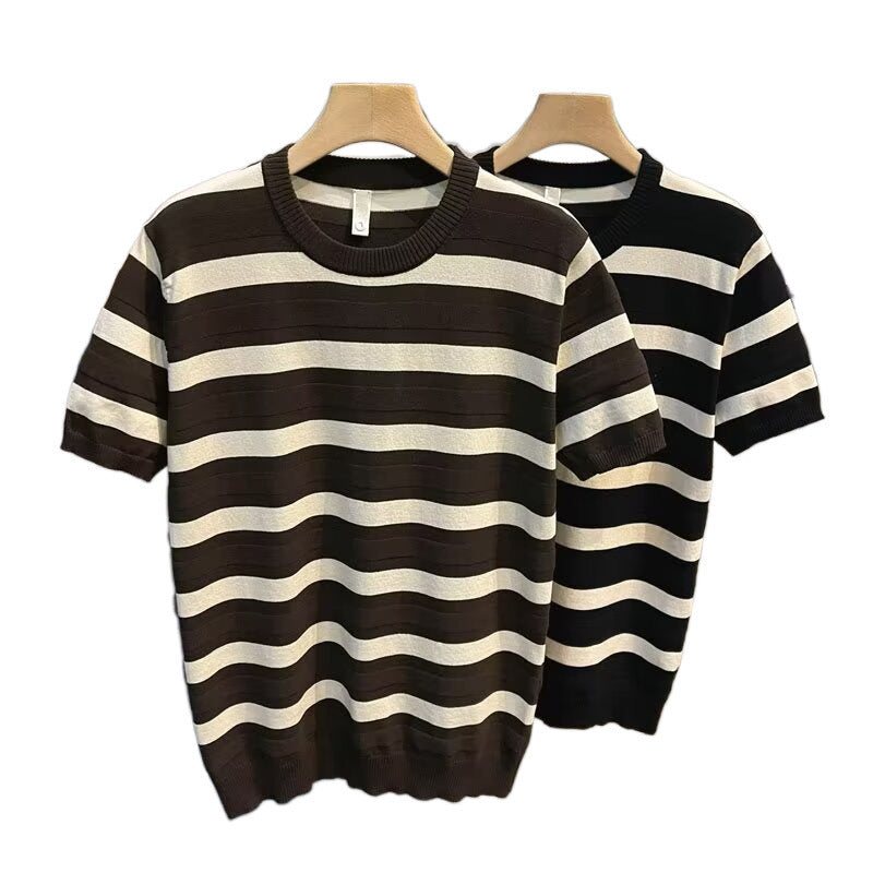 Herrenmode Kurzarm Streifen T-Shirt Echo Archive