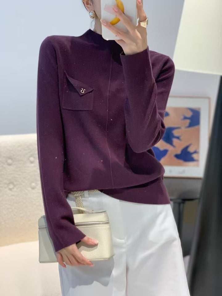 Damen Eleganter Pullover mit Stehkragen Echoarchiv
