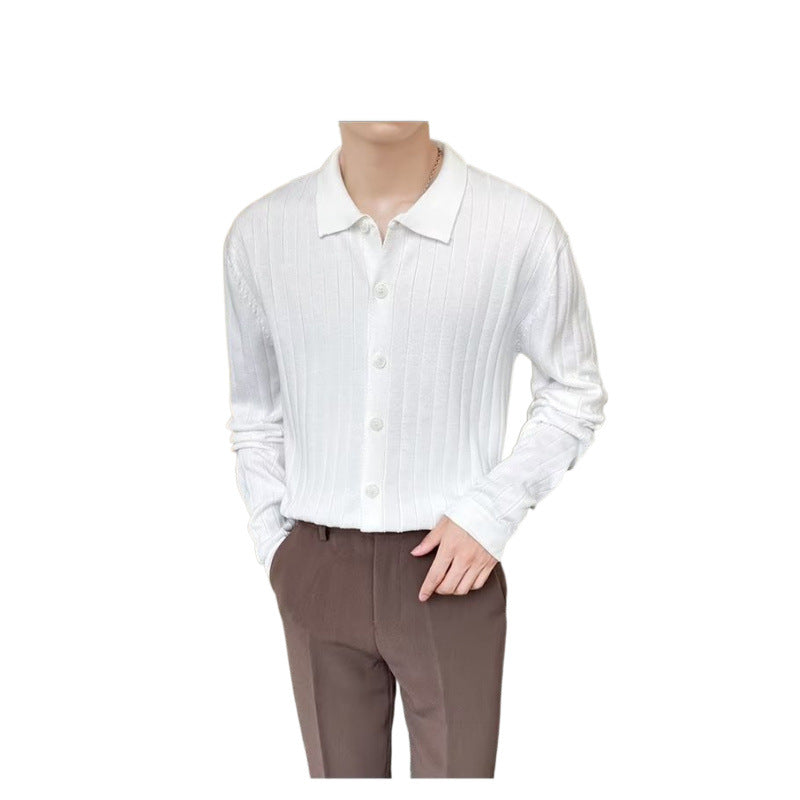 Herren Elegantes Langarm-Polohemd mit Struktur – Cavello