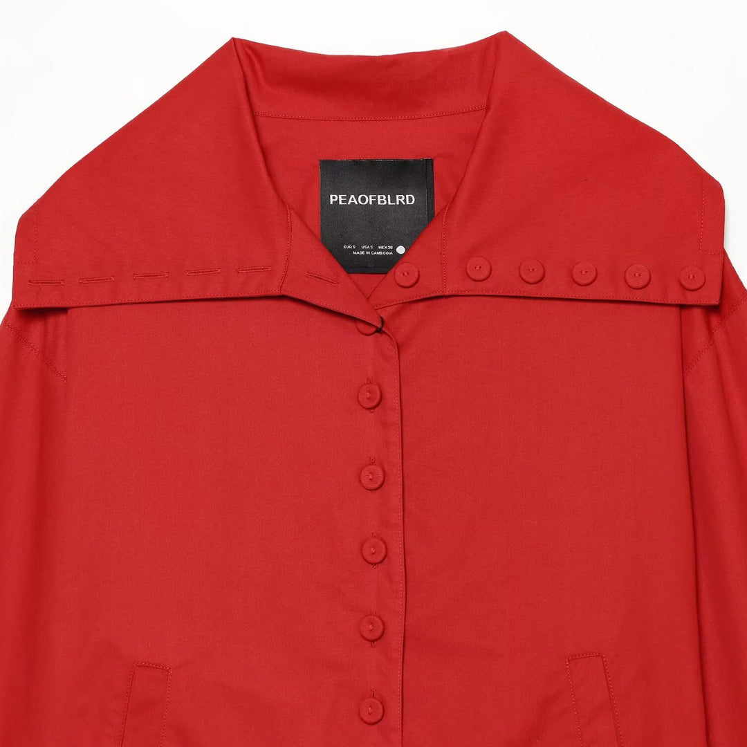 Damen Leichte Hemdjacke mit übergroßem Kragen, durchgehender Knopfleiste und aufgesetzten Taschen Echo Archiv