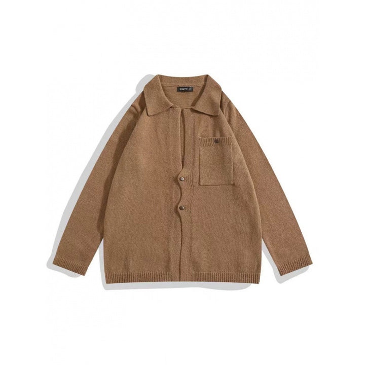 Herren Relaxed Hemdjacke-Cardigan aus Feinstrick mit Reverskragen und aufgesetzter Brusttasche Echoarchiv
