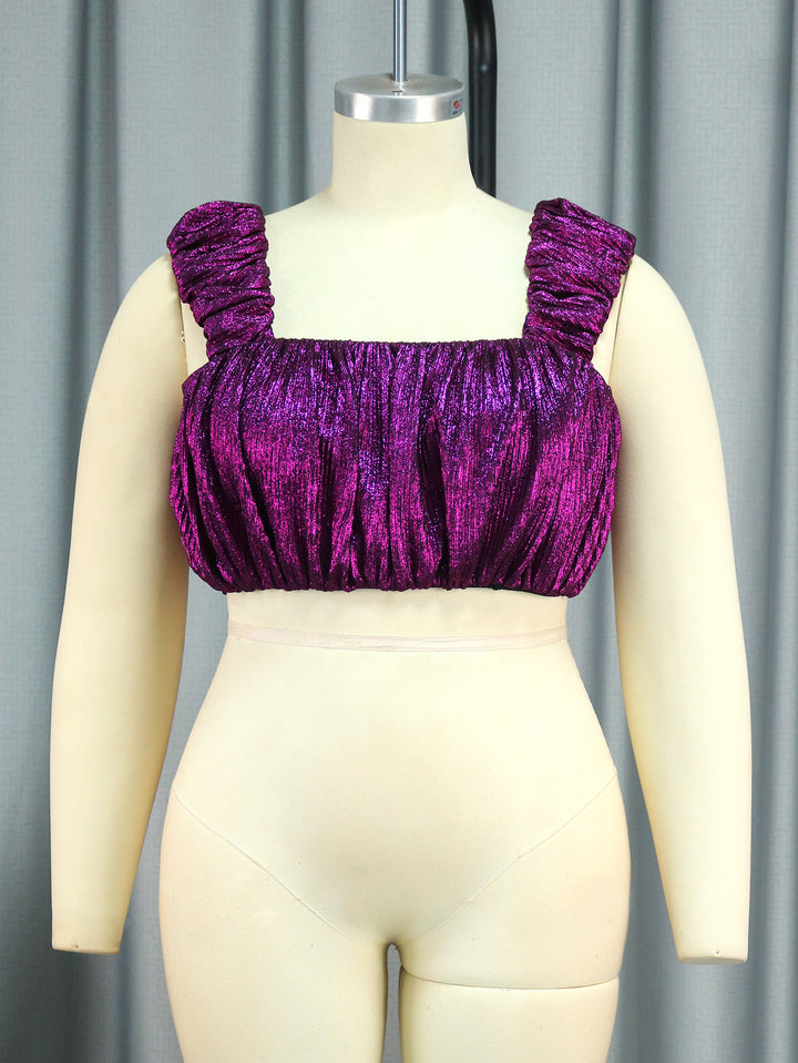 Damen Glamouröses Crop-Top mit plissierten Ärmeln Echo Archiv
