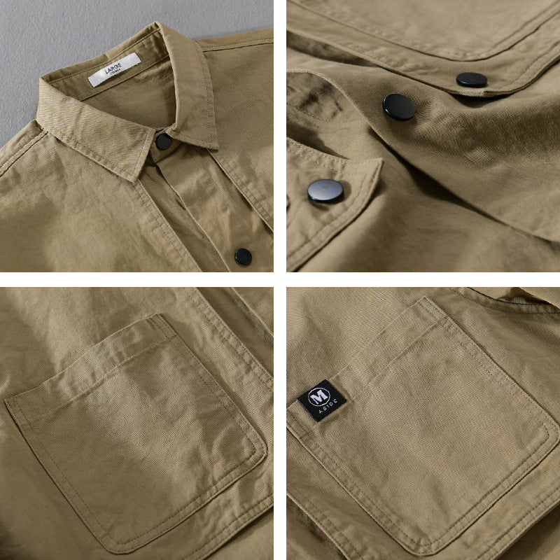 Herren Baumwoll-Overshirt mit Druckknopfleiste, Doppel-Brusttaschen und relaxed Fit Echoarchiv